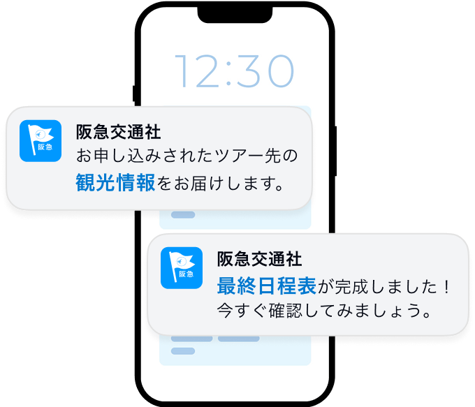 観光情報・日程表のお届け機能