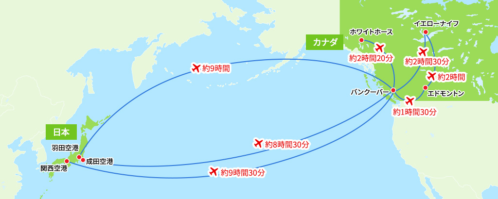 イエローナイフ・ホワイトホースまではどれくらい? マップ