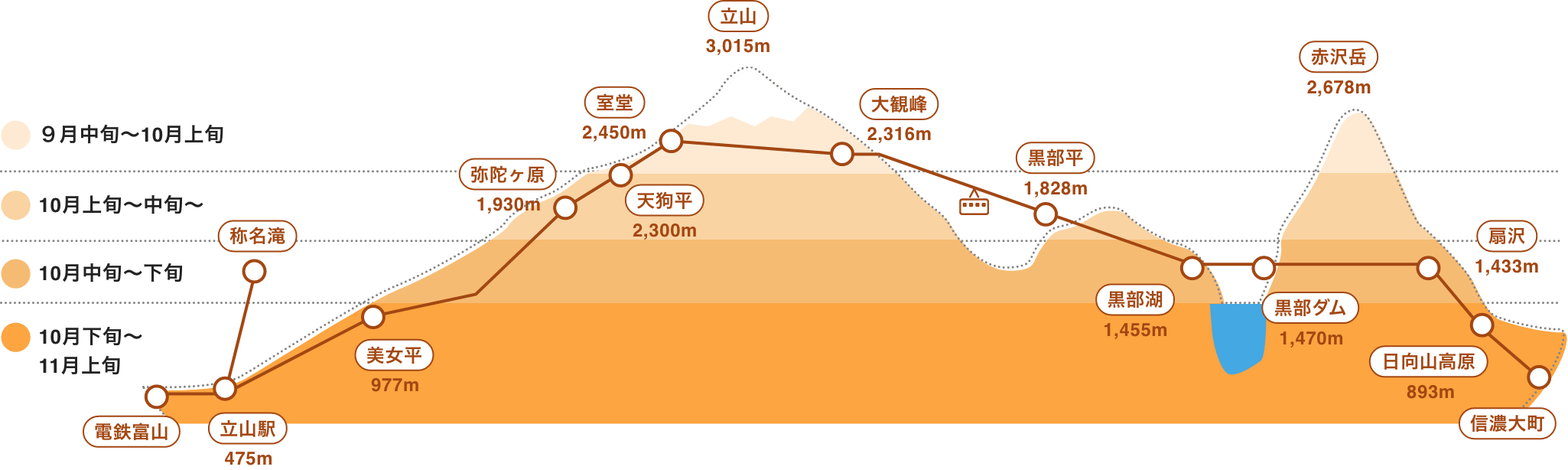 紅葉の例年の見頃
