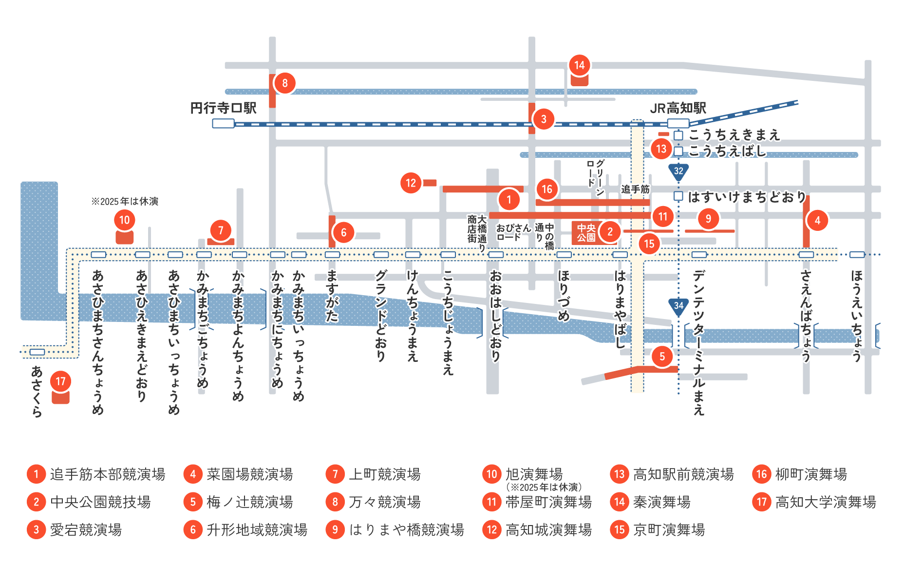 よさこい祭りの開催場所・会場マップ