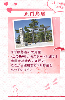 正門鳥居…まずは正門の鳥居からスタートします！木造りの鳥居は歴史を感じる厳かな雰囲気で、身が引き締まる思いになります。