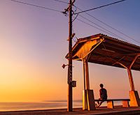 下灘駅からの夕日