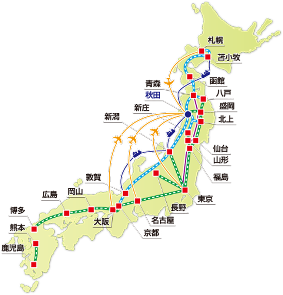 秋田竿燈まつりのMAP
