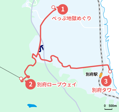 別府モデルコースの地図